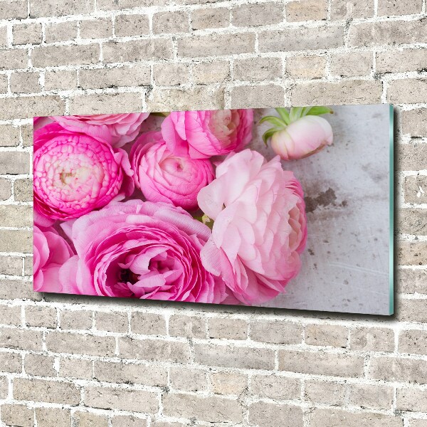 Glass wall art Wild roses