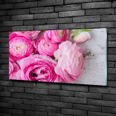 Glass wall art Wild roses