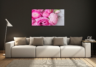 Glass wall art Wild roses