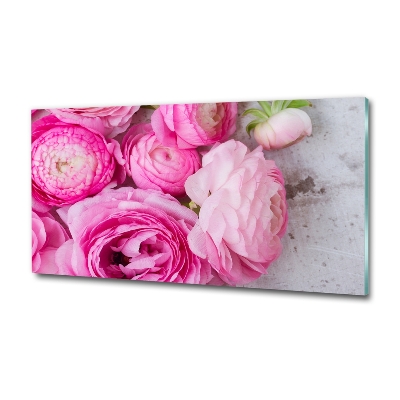 Glass wall art Wild roses