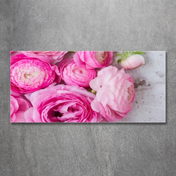 Glass wall art Wild roses