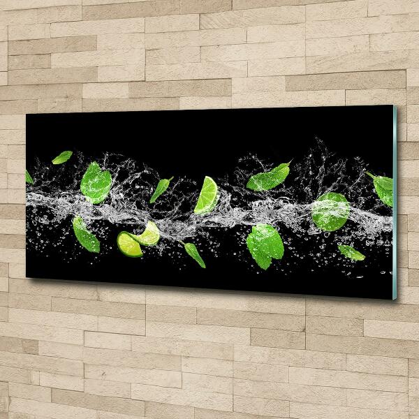 Wall art on glass Lime with mint