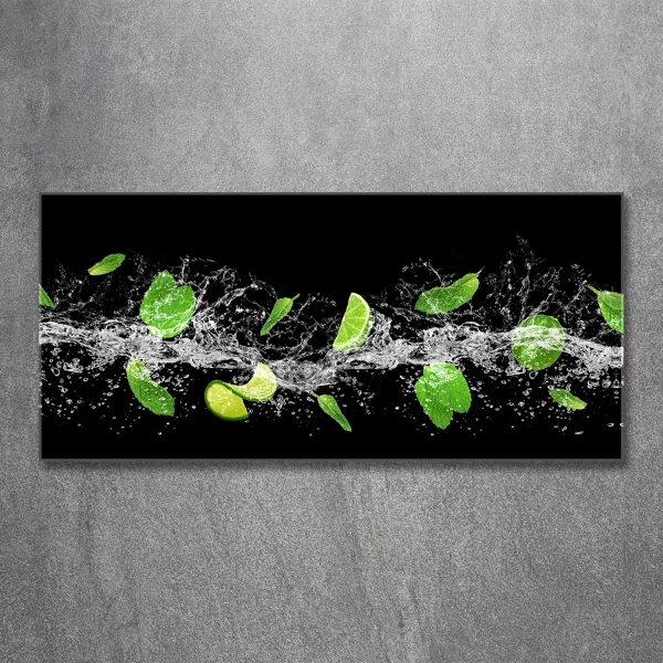 Wall art on glass Lime with mint