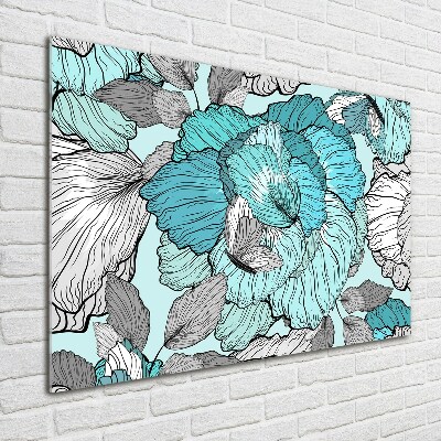 Glass picture wall art Floral pattern