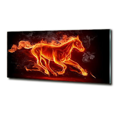 Glass wall art Horse in flames