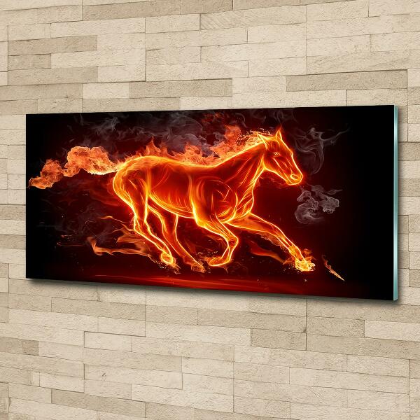 Glass wall art Horse in flames