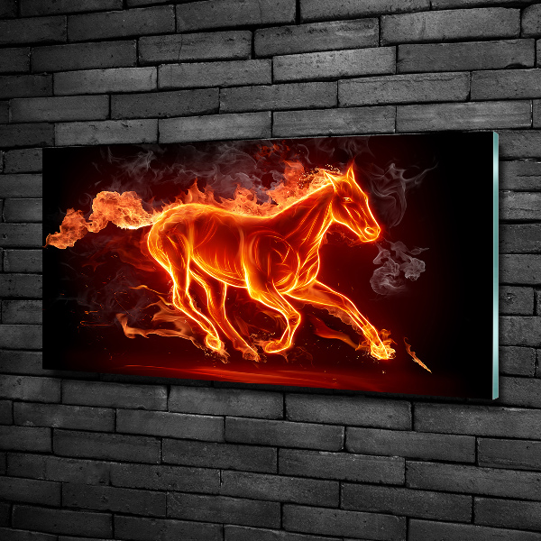 Glass wall art Horse in flames