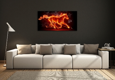 Glass wall art Horse in flames