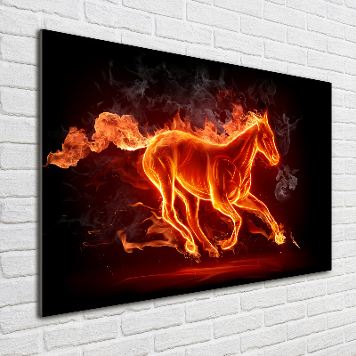 Glass wall art Horse in flames