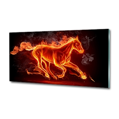 Glass wall art Horse in flames