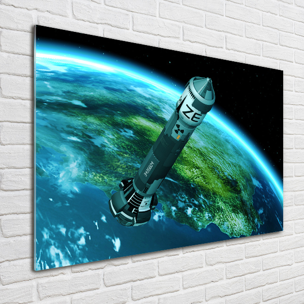 Glass wall art Nuclear rocket