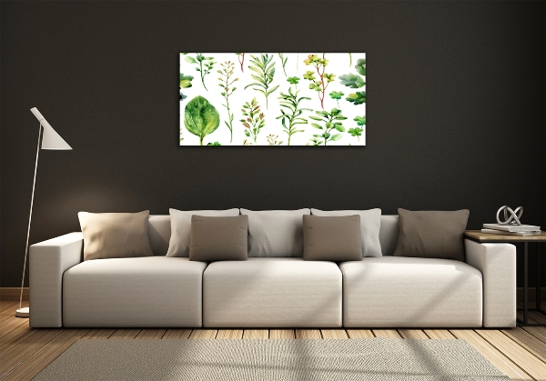 Glass picture wall art Herbs and weeds