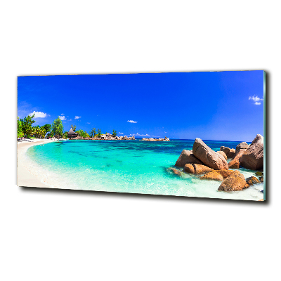 Glass wall art Seychelles beach