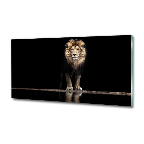 Glass wall art Portrait of a lion