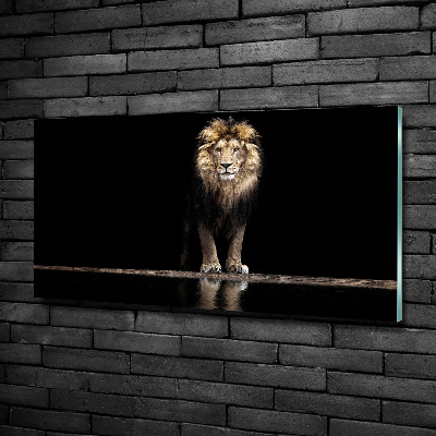 Glass wall art Portrait of a lion