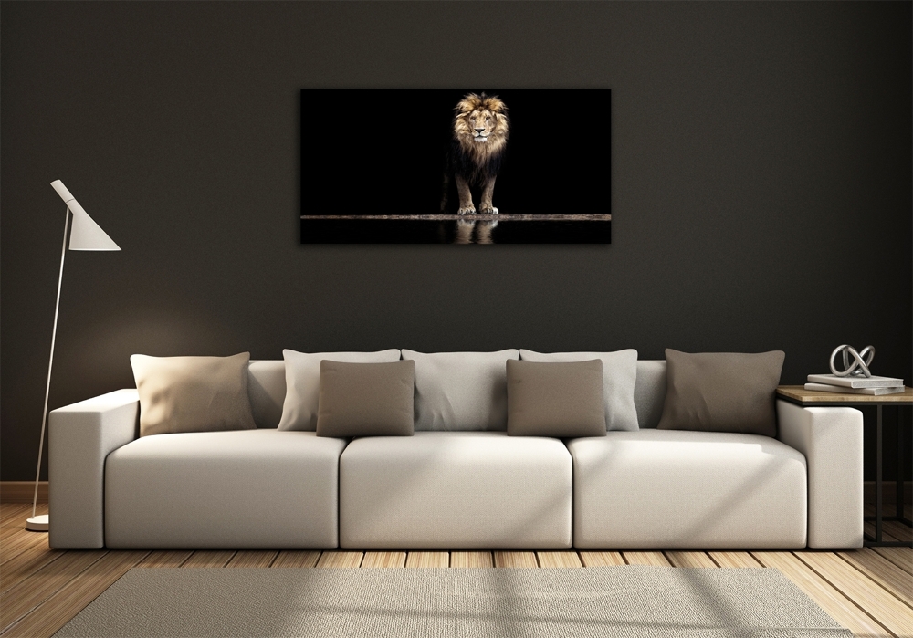 Glass wall art Portrait of a lion