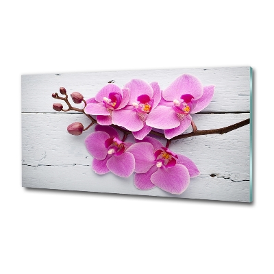 Wall art on glass Orchid on wood