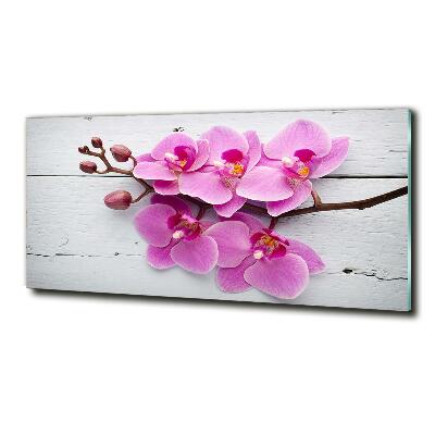 Wall art on glass Orchid on wood