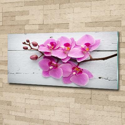 Wall art on glass Orchid on wood