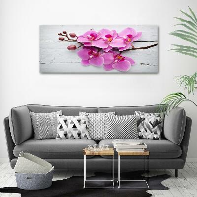 Wall art on glass Orchid on wood