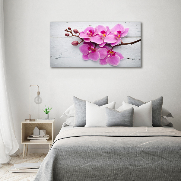 Wall art on glass Orchid on wood