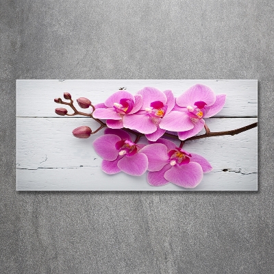 Wall art on glass Orchid on wood