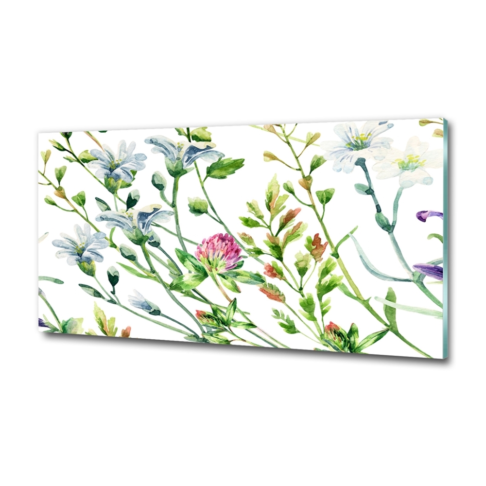 Glass picture wall art Wild flowers