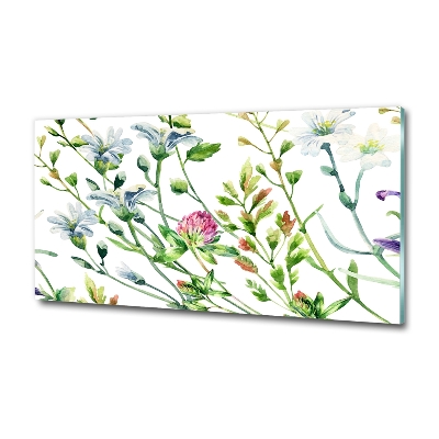 Glass picture wall art Wild flowers