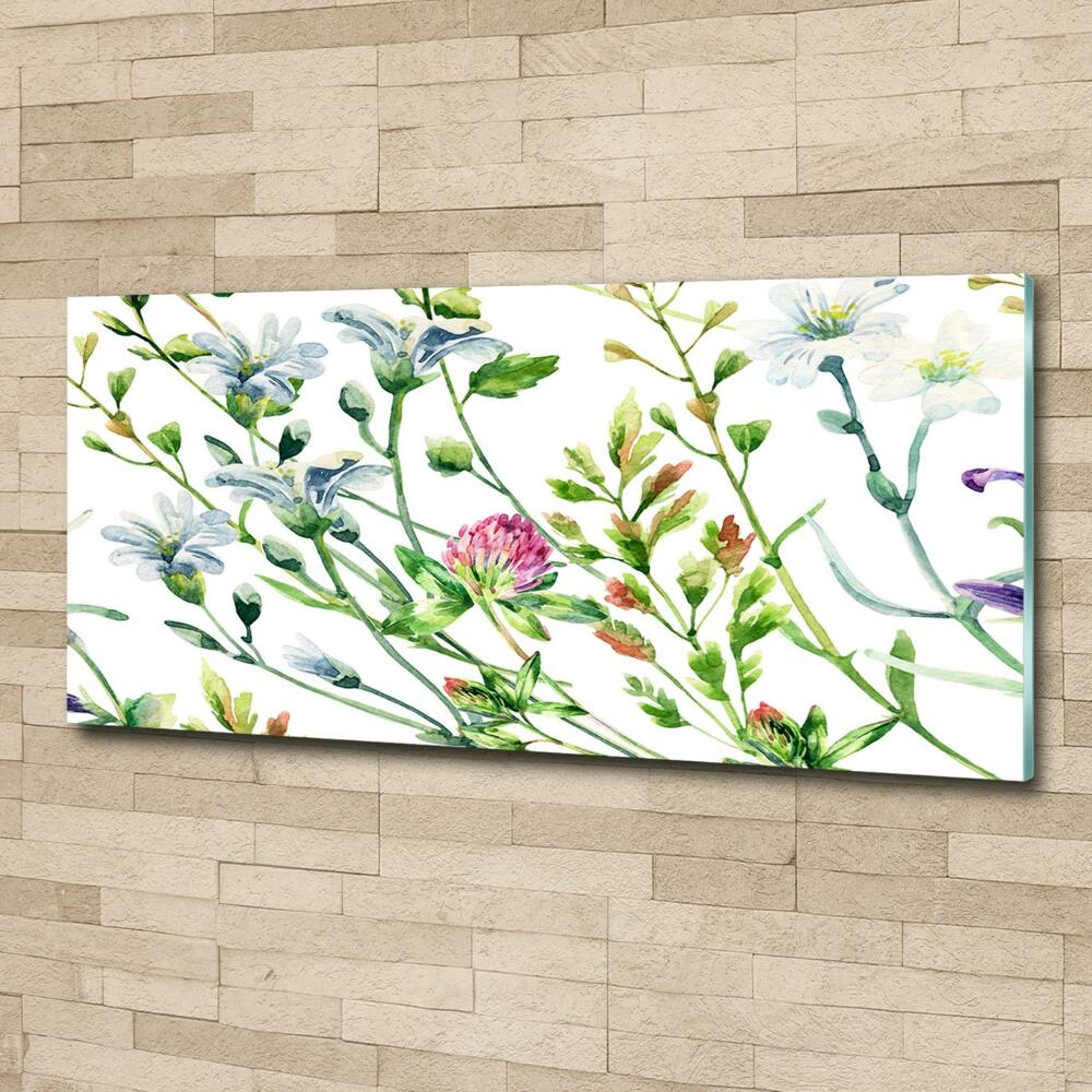 Glass picture wall art Wild flowers