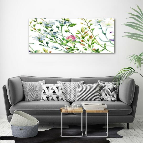 Glass picture wall art Wild flowers