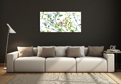 Glass picture wall art Wild flowers