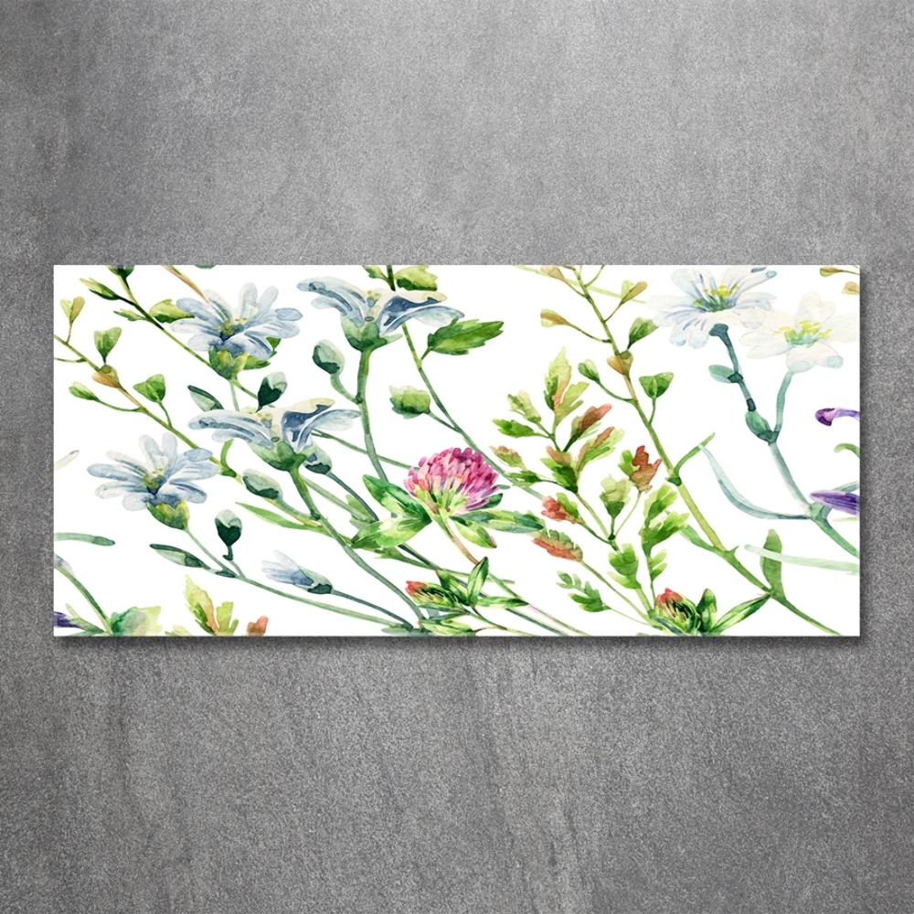 Glass picture wall art Wild flowers