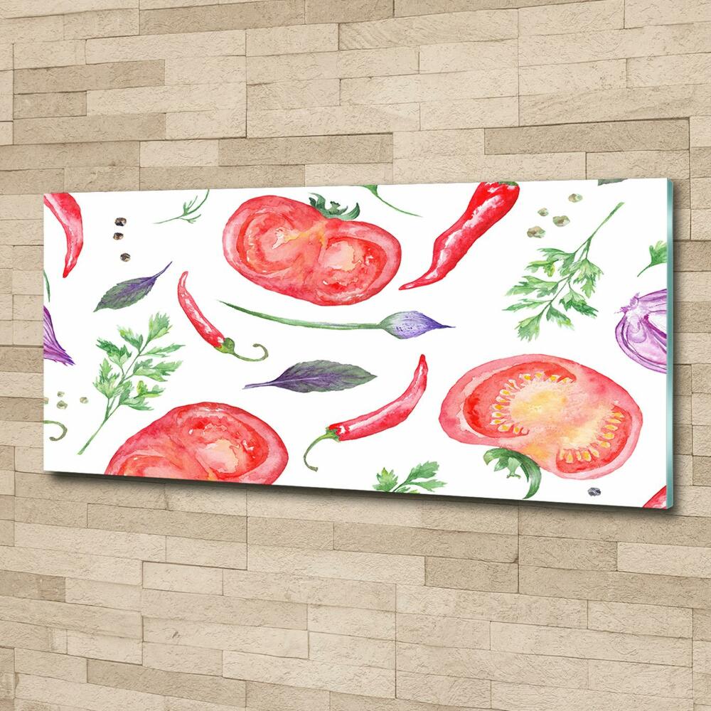 Wall art on glass Tomato and spices