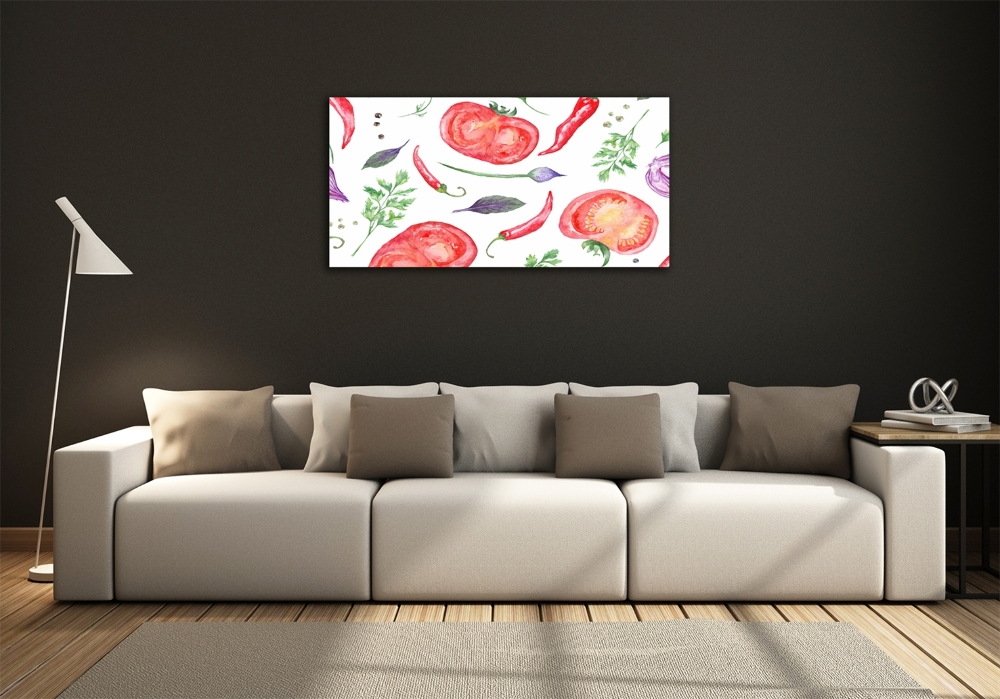 Wall art on glass Tomato and spices