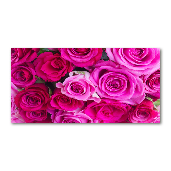 Wall art on glass A bouquet of pink roses