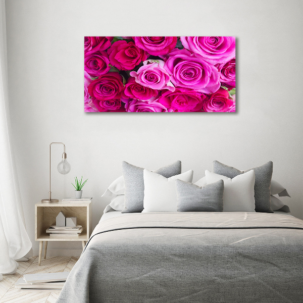 Wall art on glass A bouquet of pink roses