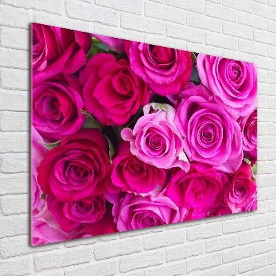 Wall art on glass A bouquet of pink roses