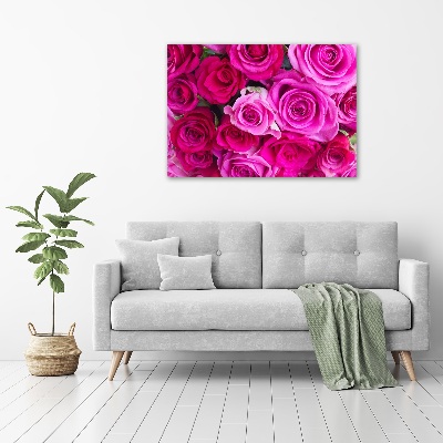 Wall art on glass A bouquet of pink roses