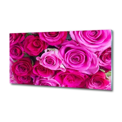 Wall art on glass A bouquet of pink roses