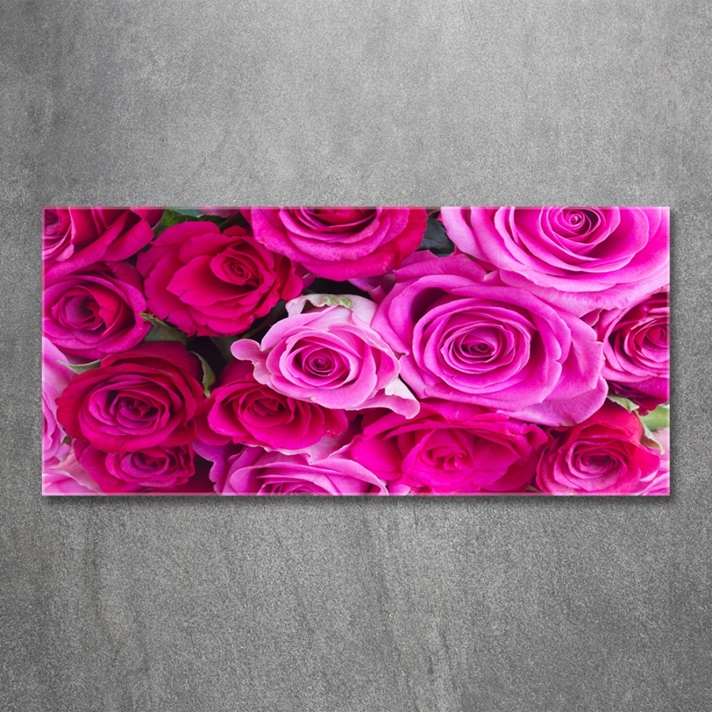 Wall art on glass A bouquet of pink roses