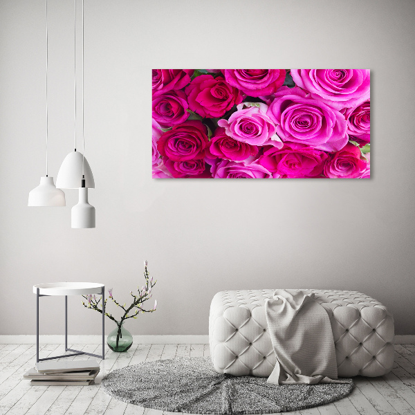 Wall art on glass A bouquet of pink roses