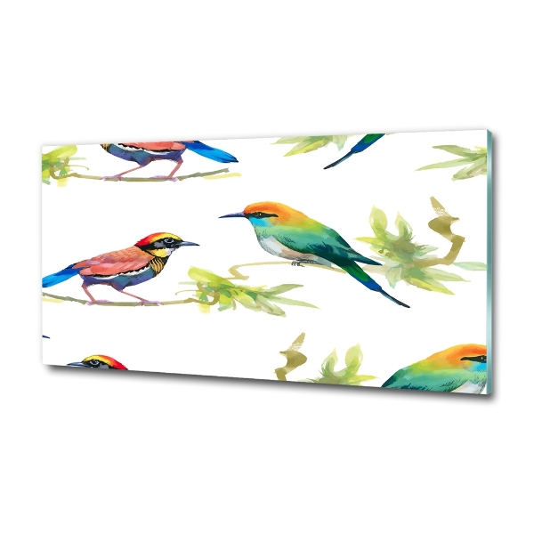 Glass art print Exotic birds