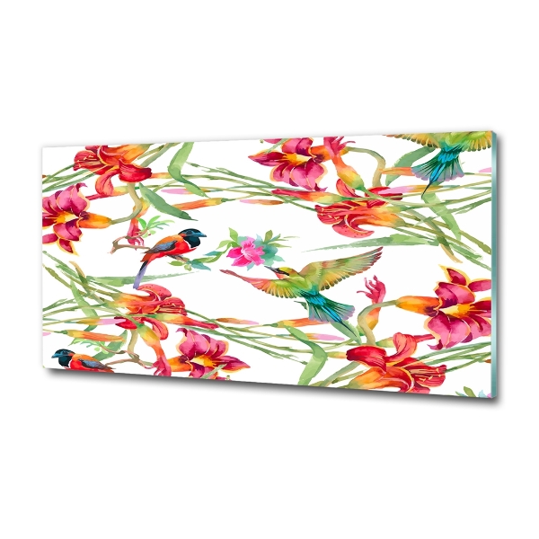 Glass art print Exotic birds