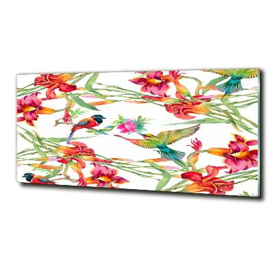 Glass art print Exotic birds