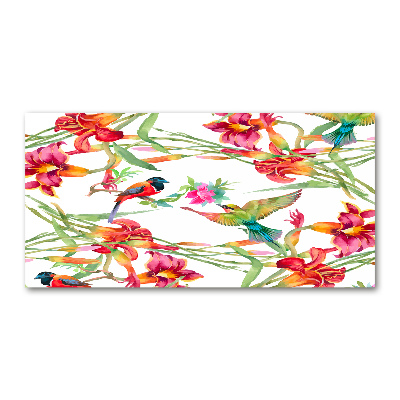 Glass art print Exotic birds