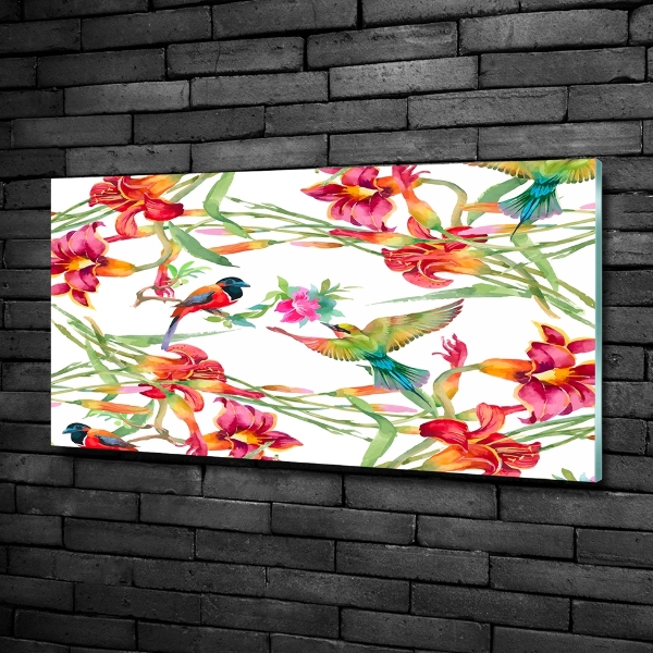 Glass art print Exotic birds