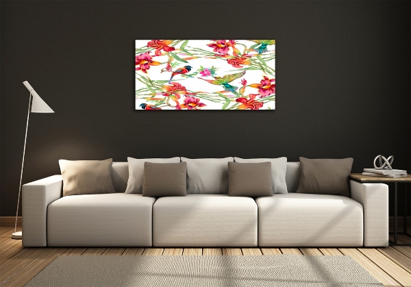 Glass art print Exotic birds