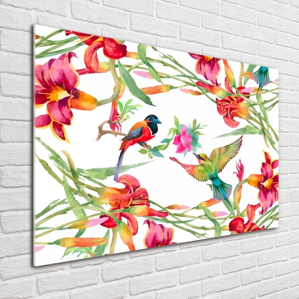 Glass art print Exotic birds