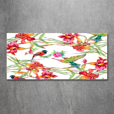 Glass art print Exotic birds