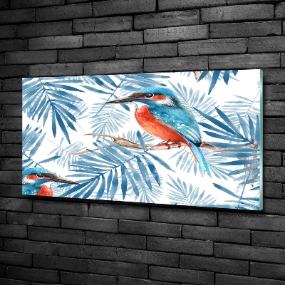 Glass art print Plants and bird